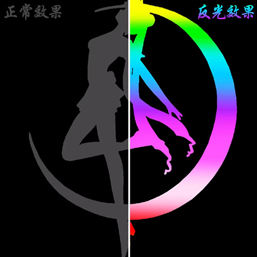 巴黎激光打标镭射反光银七彩反光材料美少女战士联名t恤炫彩反光